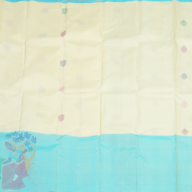 Hayagrivas Handloom Pure Kanjivaram Silk Saree in Charming Half White KBE320E1-3