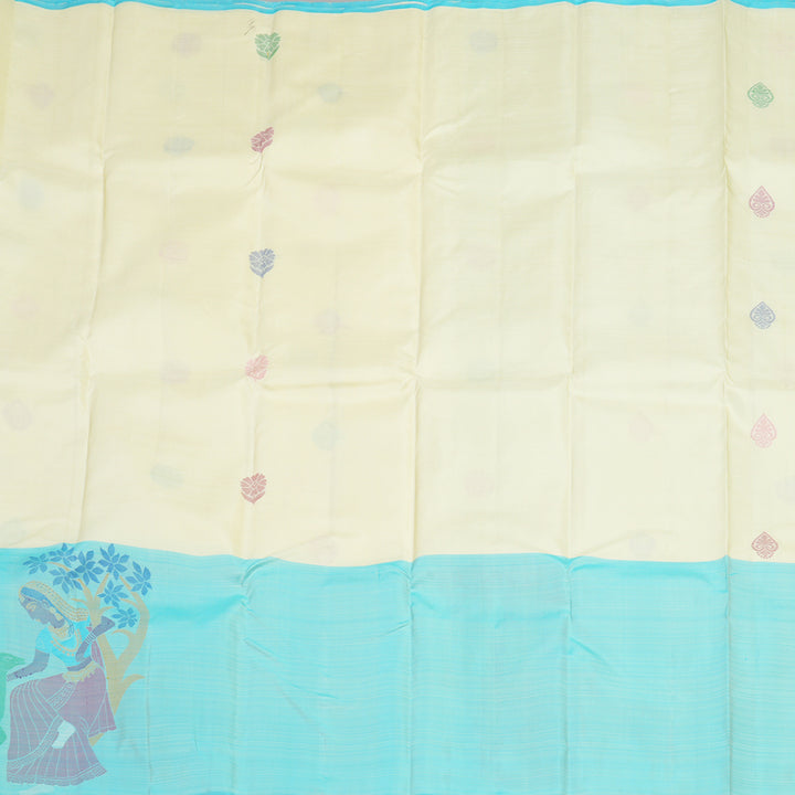 Hayagrivas Handloom Pure Kanjivaram Silk Saree in Charming Half White KBE320E1-3