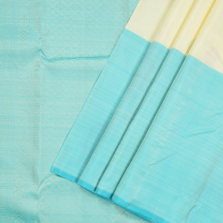Hayagrivas Handloom Pure Kanjivaram Silk Saree in Charming Half White KBE320E1-3