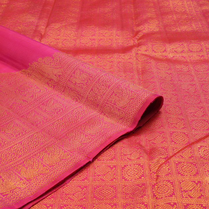 Hayagrivas Handloom Kanjivaram silk saree in attractive Orangish Pink KBE324E3-1