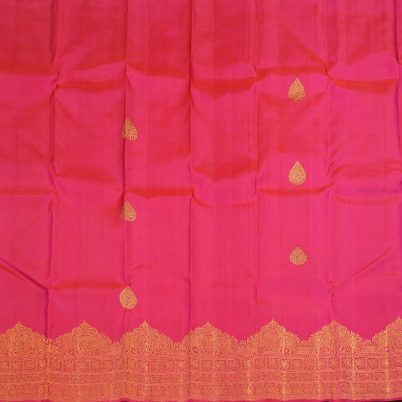 Hayagrivas Handloom Kanjivaram silk saree in attractive Orangish Pink KBE324E3-1
