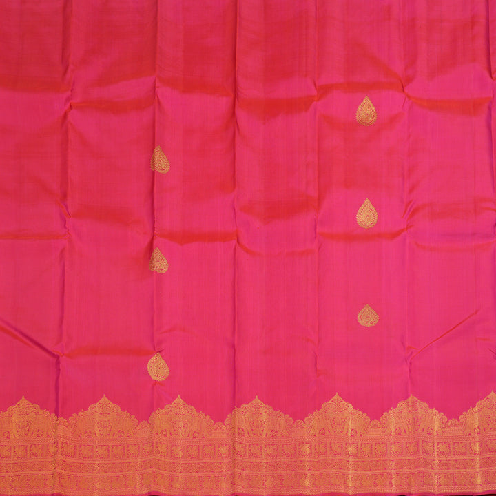 Hayagrivas Handloom Kanjivaram silk saree in attractive Orangish Pink KBE324E3-1