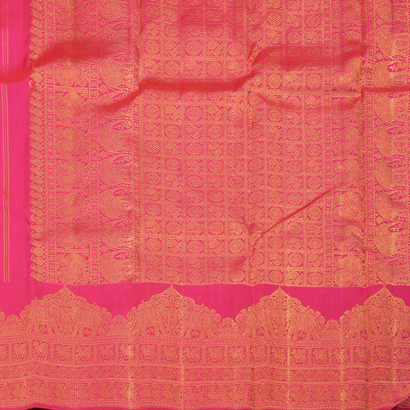 Hayagrivas Handloom Kanjivaram silk saree in attractive Orangish Pink KBE324E3-1