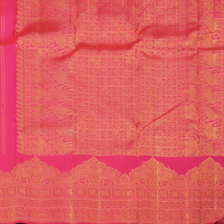Hayagrivas Handloom Kanjivaram silk saree in attractive Orangish Pink KBE324E3-1
