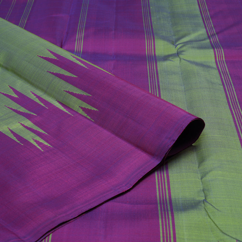 Hayagrivas Dual Tone (Green With Purple) Handloom Kanjivaram Silk Saree with Purple Border KBE325E1-2