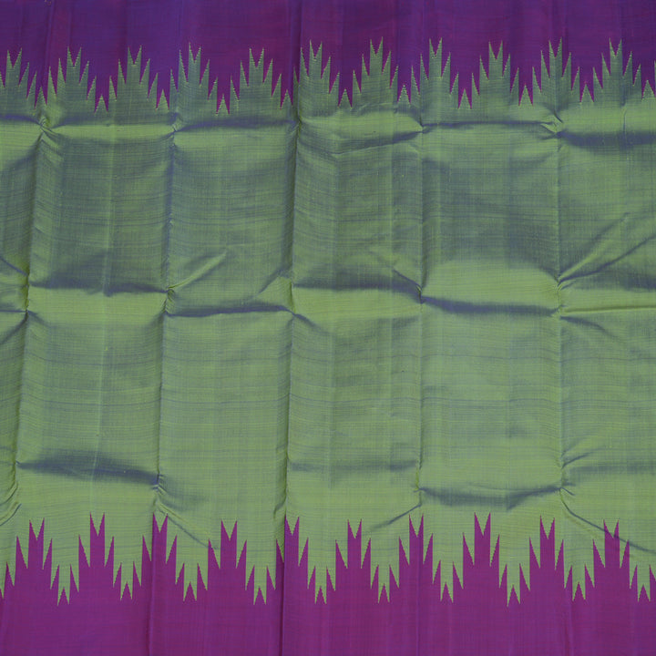 Hayagrivas Dual Tone (Green With Purple) Handloom Kanjivaram Silk Saree with Purple Border KBE325E1-2