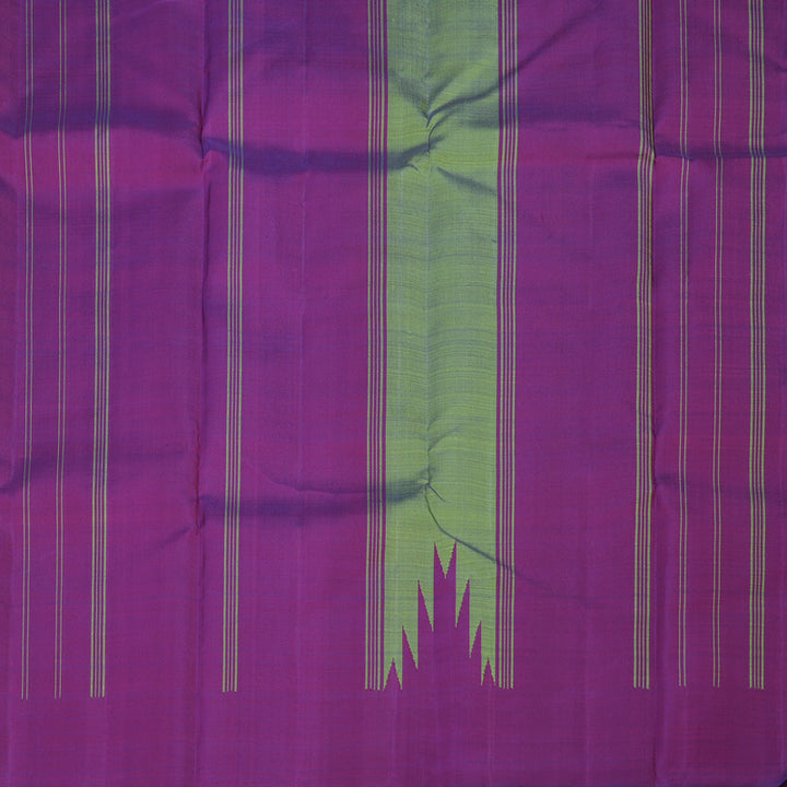 Hayagrivas Dual Tone (Green With Purple) Handloom Kanjivaram Silk Saree with Purple Border KBE325E1-2