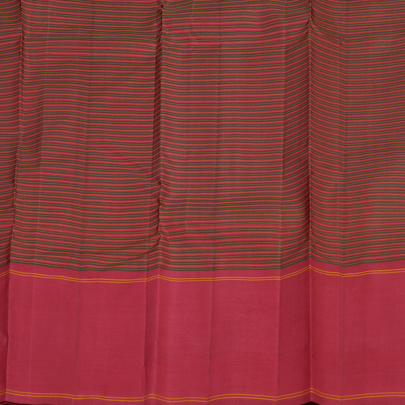 Hayagrivas Green With Maroon Checks Handloom Kanjivaram Silk Saree with Maroon Border KBE325E2-1