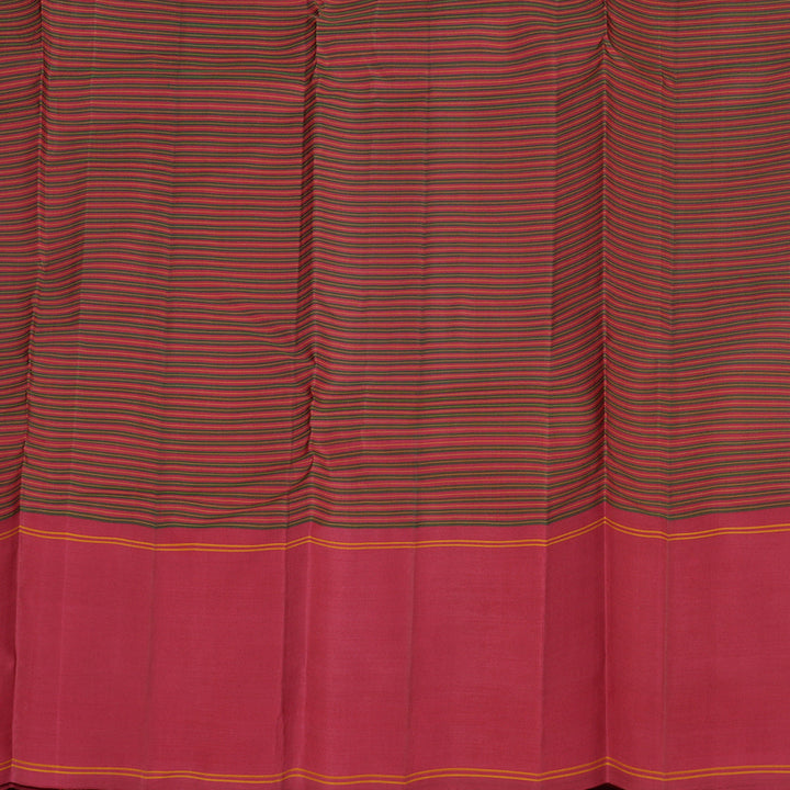 Hayagrivas Green With Maroon Checks Handloom Kanjivaram Silk Saree with Maroon Border KBE325E2-1