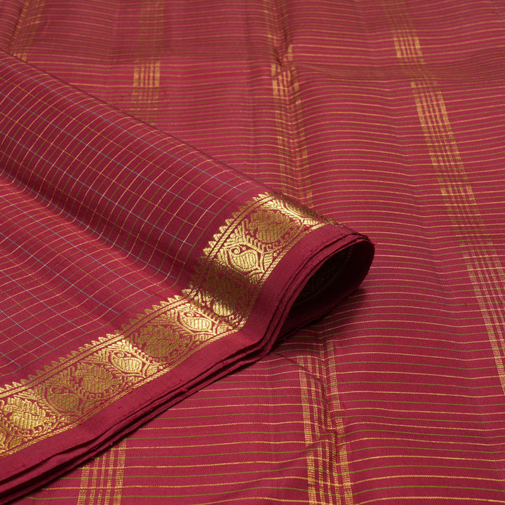 Hayagrivas Handloom Kanjivaram Silk saree in Rich Maroon Thread checks KBE326E2-1