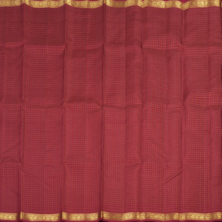 Hayagrivas Handloom Kanjivaram Silk saree in Rich Maroon Thread checks KBE326E2-1