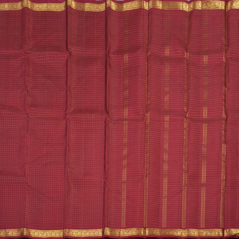 Hayagrivas Handloom Kanjivaram Silk saree in Rich Maroon Thread checks KBE326E2-1