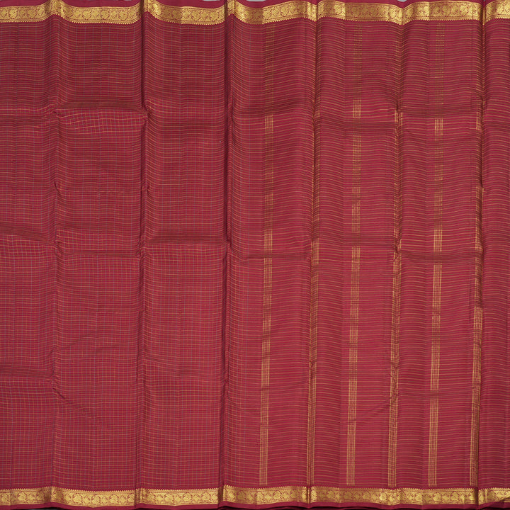 Hayagrivas Handloom Kanjivaram Silk saree in Rich Maroon Thread checks KBE326E2-1