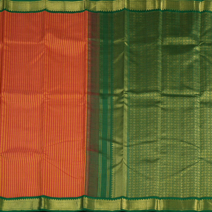 Hayagrivas Handloom Pure Kanjivaram Silk Saree in Enchanting Red with Yellow Checks KBE326E6-1