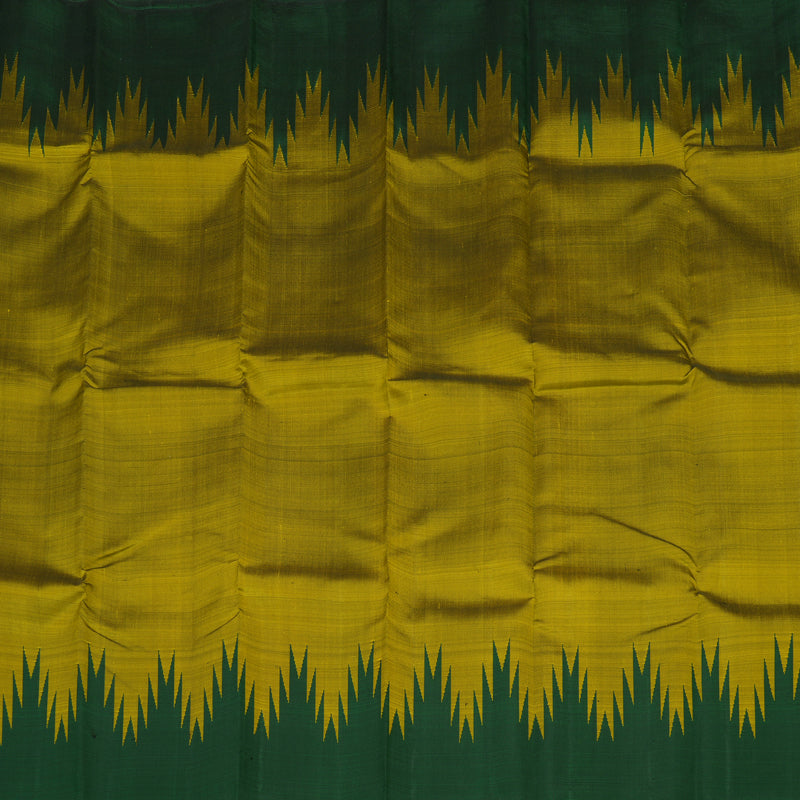 Hayagrivas Sampanga Yellow Handloom Kanjivaram Silk Saree with Bottle Green Border KBE328E2-3