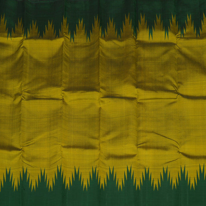 Hayagrivas Sampanga Yellow Handloom Kanjivaram Silk Saree with Bottle Green Border KBE328E2-3