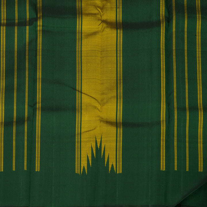 Hayagrivas Sampanga Yellow Handloom Kanjivaram Silk Saree with Bottle Green Border KBE328E2-3