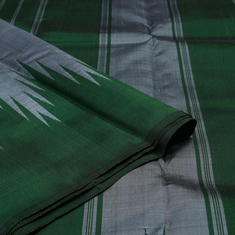 Hayagrivas Grey Handloom Kanjivaram Silk Saree with Bottle Green Border KBE328E2-4