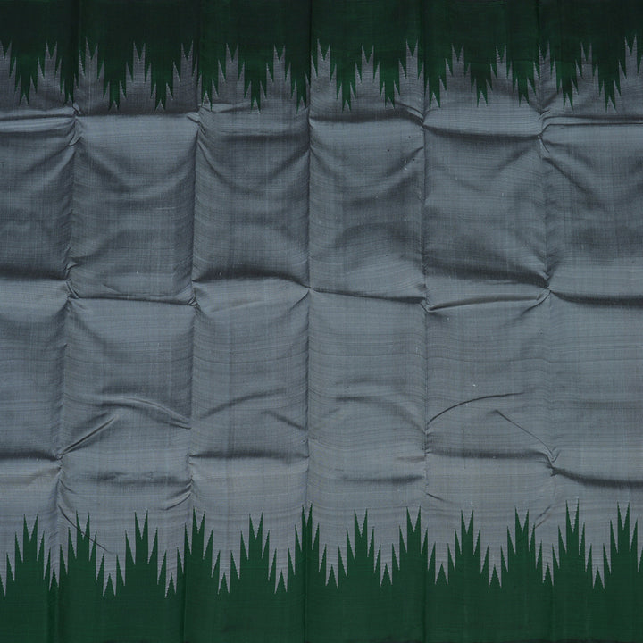 Hayagrivas Grey Handloom Kanjivaram Silk Saree with Bottle Green Border KBE328E2-4