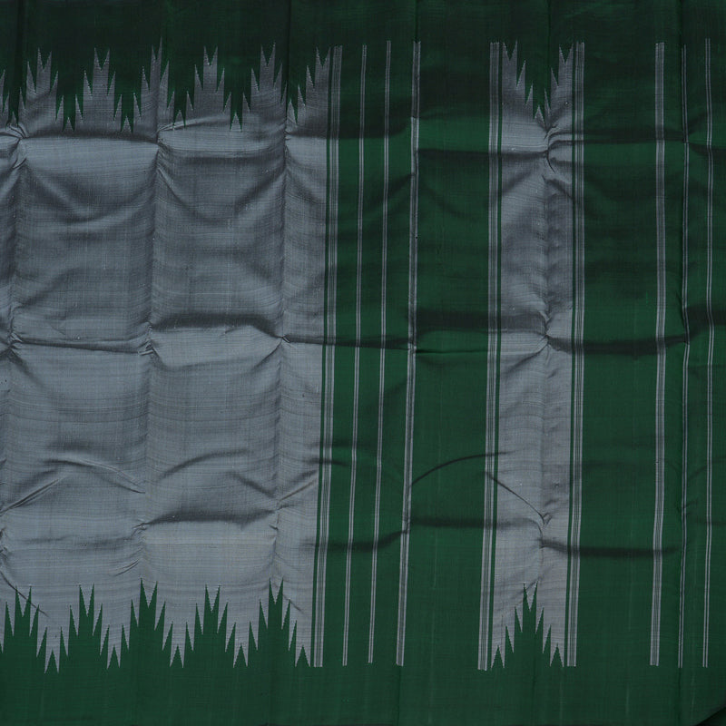 Hayagrivas Grey Handloom Kanjivaram Silk Saree with Bottle Green Border KBE328E2-4