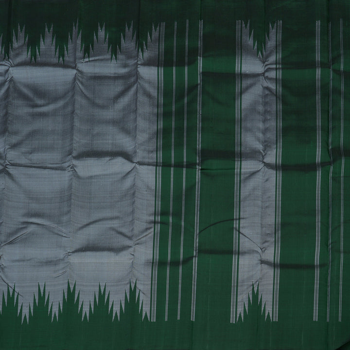 Hayagrivas Grey Handloom Kanjivaram Silk Saree with Bottle Green Border KBE328E2-4