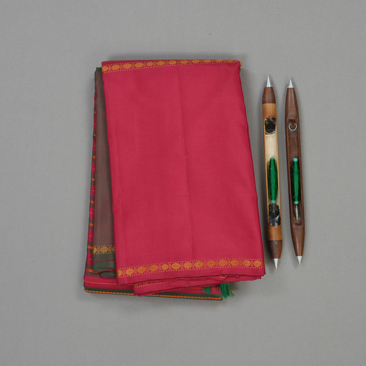 Hayagrivas Handloom Maroon & Manthalir Kanjivaram Silk Saree with Maroon & Manthalir (Ganga Jamuna) Border KBE328E3-4