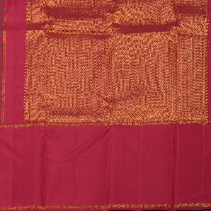 Hayagrivas Handloom Maroon & Manthalir Kanjivaram Silk Saree with Maroon & Manthalir (Ganga Jamuna) Border KBE328E3-4
