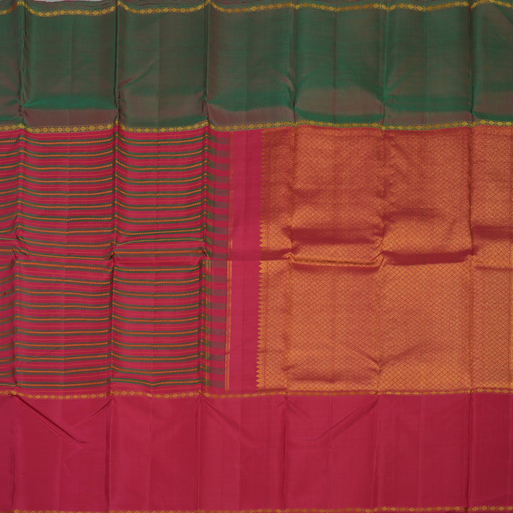 Hayagrivas Handloom Maroon & Manthalir Kanjivaram Silk Saree with Maroon & Manthalir (Ganga Jamuna) Border KBE328E3-4