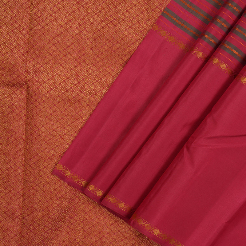 Hayagrivas Handloom Maroon & Manthalir Kanjivaram Silk Saree with Maroon & Manthalir (Ganga Jamuna) Border KBE328E3-4
