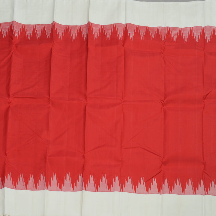 Hayagrivas Handloom Kanjivaram silk saree in Majestic Red with Half white Temple border KBE328E3-6