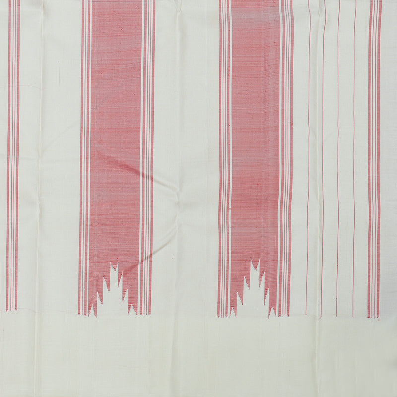 Hayagrivas Handloom Kanjivaram silk saree in Majestic Red with Half white Temple border KBE328E3-6