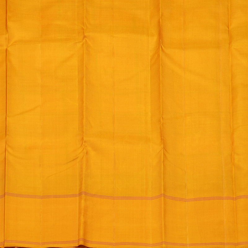 Hayagrivas Multi Colour Checks Handloom Kanjivaram Silk Saree with Mustard Yellow Border KBE328E3-9