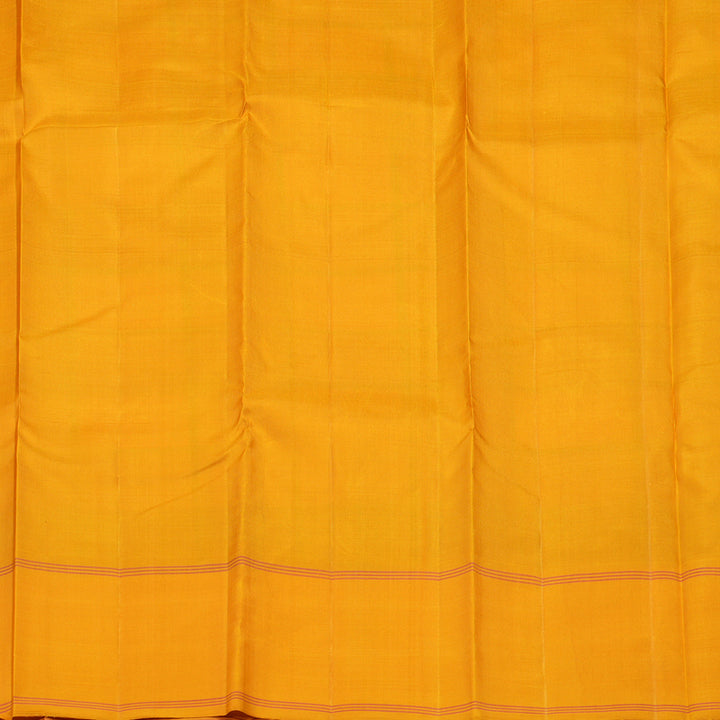 Hayagrivas Multi Colour Checks Handloom Kanjivaram Silk Saree with Mustard Yellow Border KBE328E3-9
