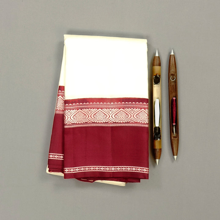 Hayagrivas Handloom Pure Kanjivaram Silk Saree in Pristine Half White KBE328E5-2
