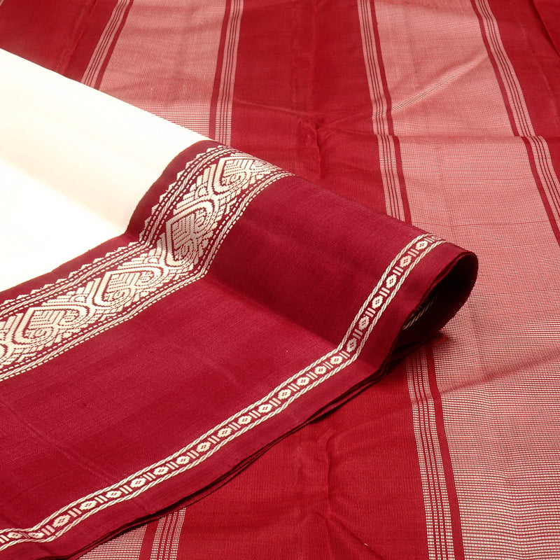 Hayagrivas Handloom Pure Kanjivaram Silk Saree in Pristine Half White KBE328E5-2
