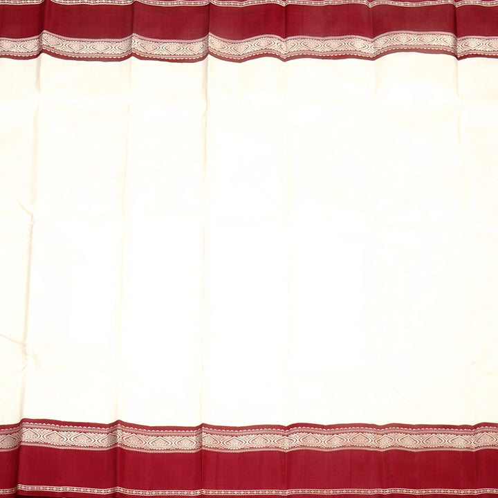 Hayagrivas Handloom Pure Kanjivaram Silk Saree in Pristine Half White KBE328E5-2