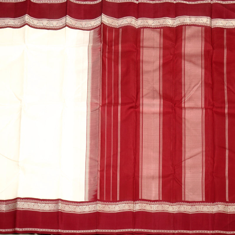Hayagrivas Handloom Pure Kanjivaram Silk Saree in Pristine Half White KBE328E5-2