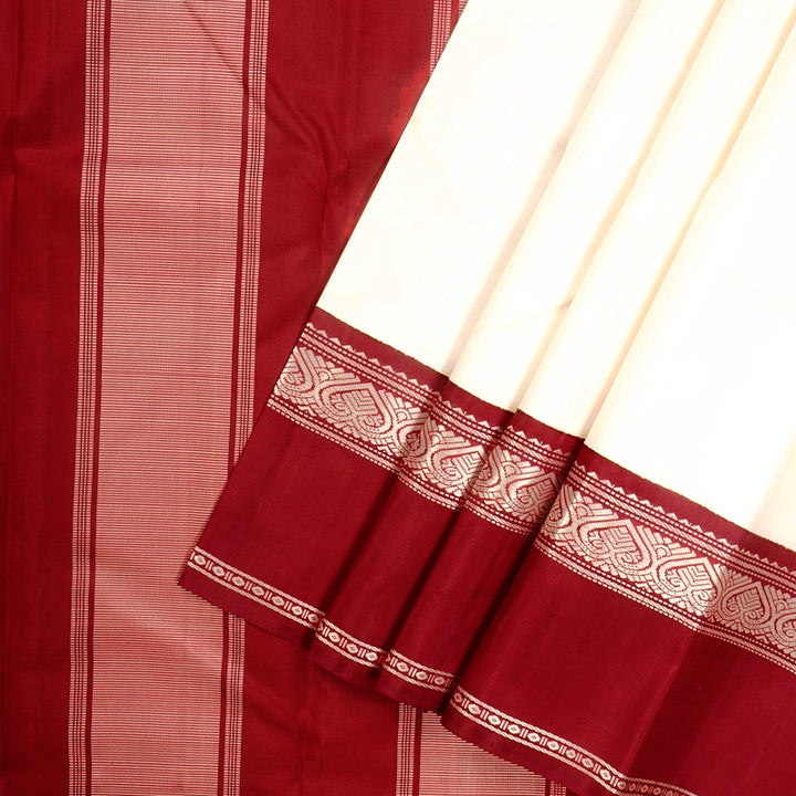 Hayagrivas Handloom Pure Kanjivaram Silk Saree in Pristine Half White KBE328E5-2