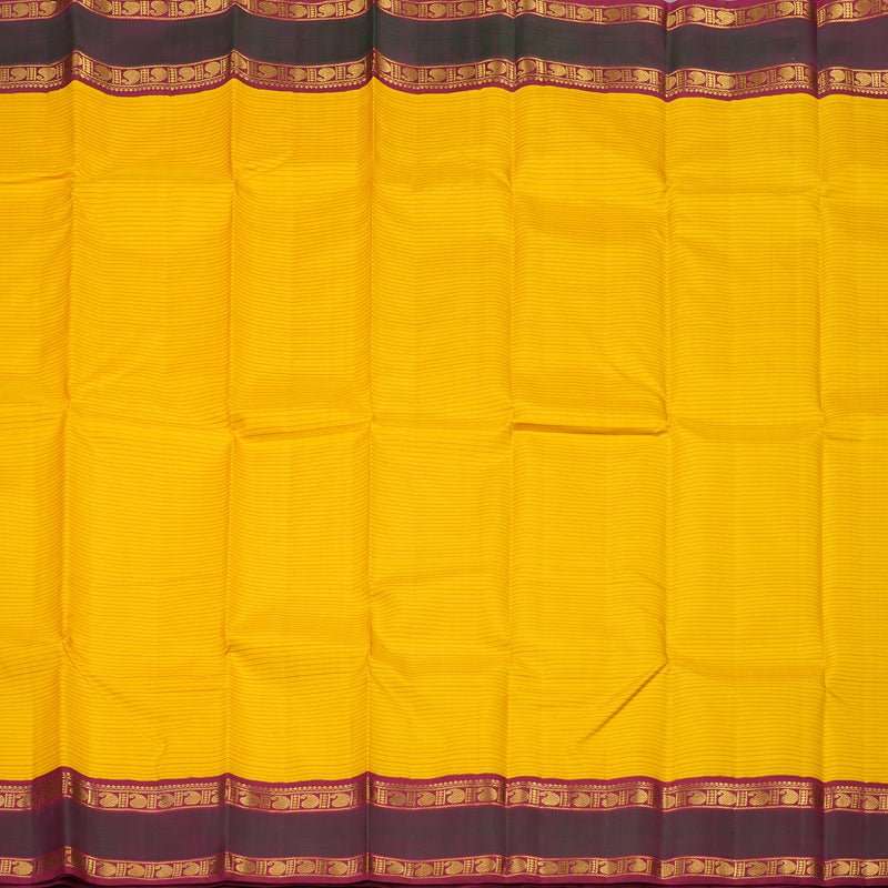 Hayagrivas Handloom Pure Kanjivaram Silk Saree in Gleaming Yellow KBE328E5-3