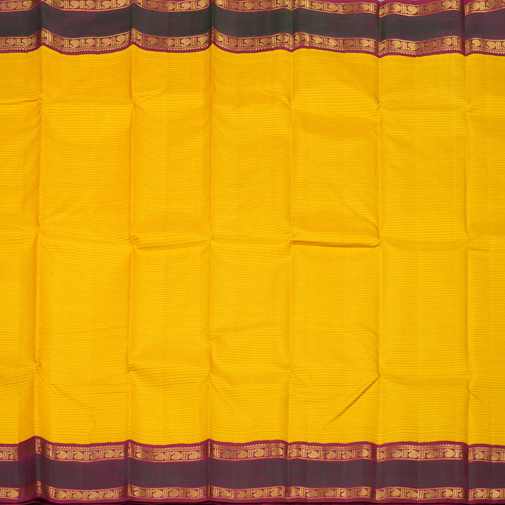 Hayagrivas Handloom Pure Kanjivaram Silk Saree in Gleaming Yellow KBE328E5-3