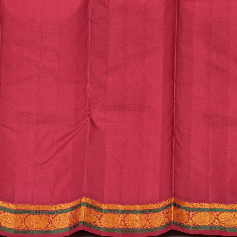 Hayagrivas Mustard Yellow Handloom Kanjivaram Silk Saree with Maroon Border KBE328E5-4