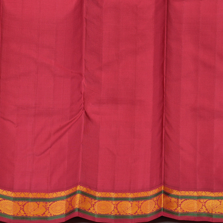 Hayagrivas Mustard Yellow Handloom Kanjivaram Silk Saree with Maroon Border KBE328E5-4