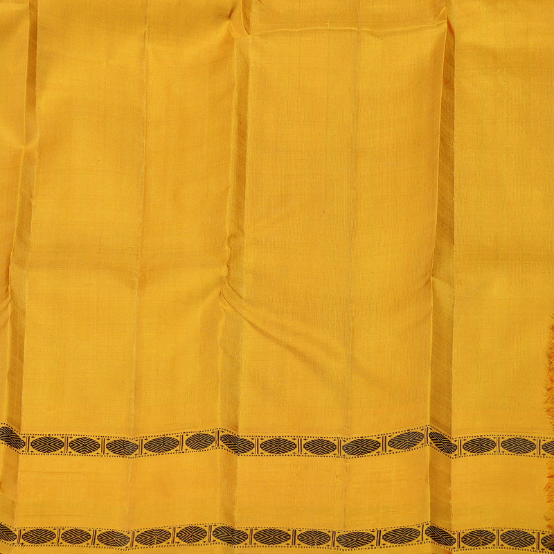 Hayagrivas Black And Maroon Handloom Kanjivaram Silk Saree with Mustard Yellow Border KBE328E6-1