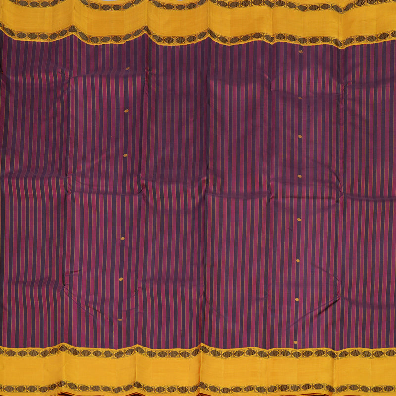 Hayagrivas Black And Maroon Handloom Kanjivaram Silk Saree with Mustard Yellow Border KBE328E6-1