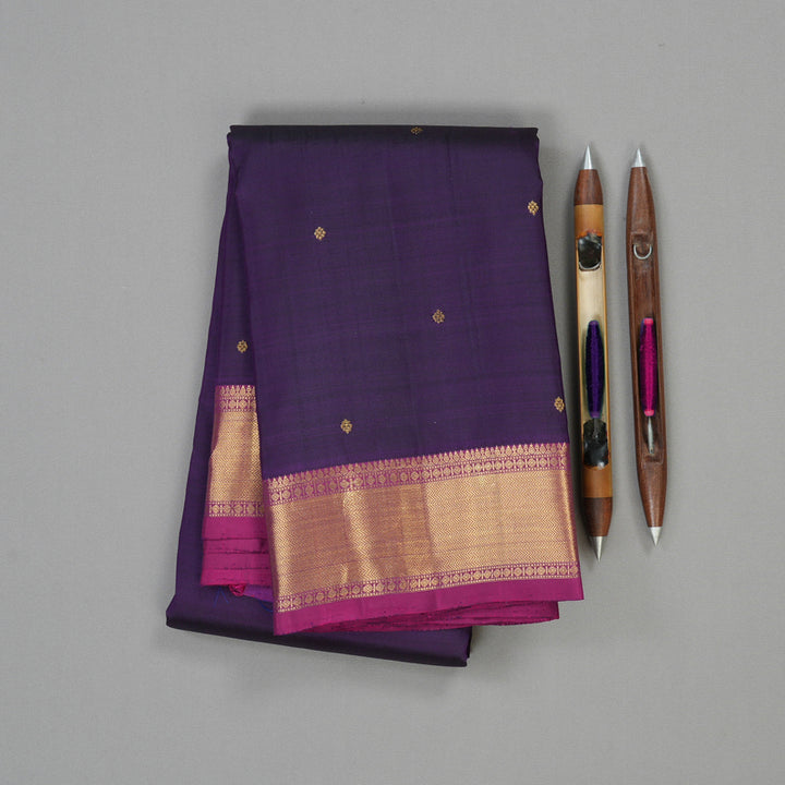 Hayagrivas Handloom Kanchipuram silk saree in Dark purple KBE330E1-1
