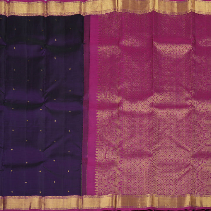 Hayagrivas Handloom Kanchipuram silk saree in Dark purple KBE330E1-1