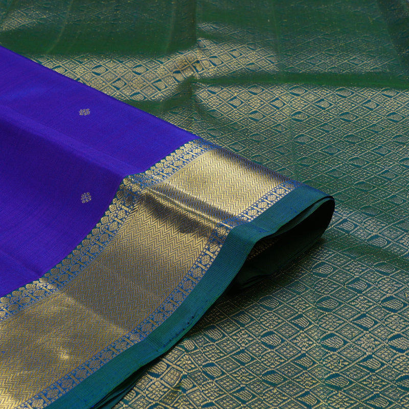Hayagrivas Handloom Pure Kanjivaram Silk Saree in Timeless Blue KBE330E1-2