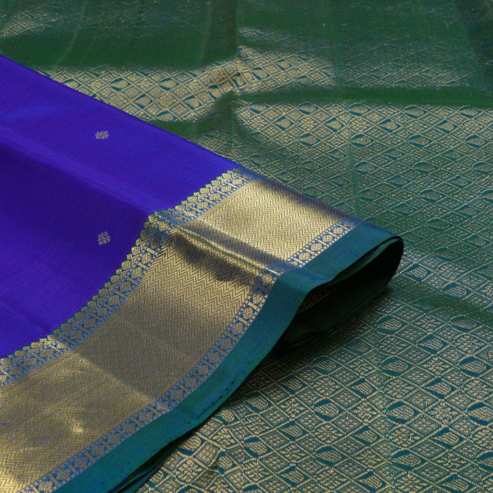 Hayagrivas Handloom Pure Kanjivaram Silk Saree in Timeless Blue KBE330E1-2