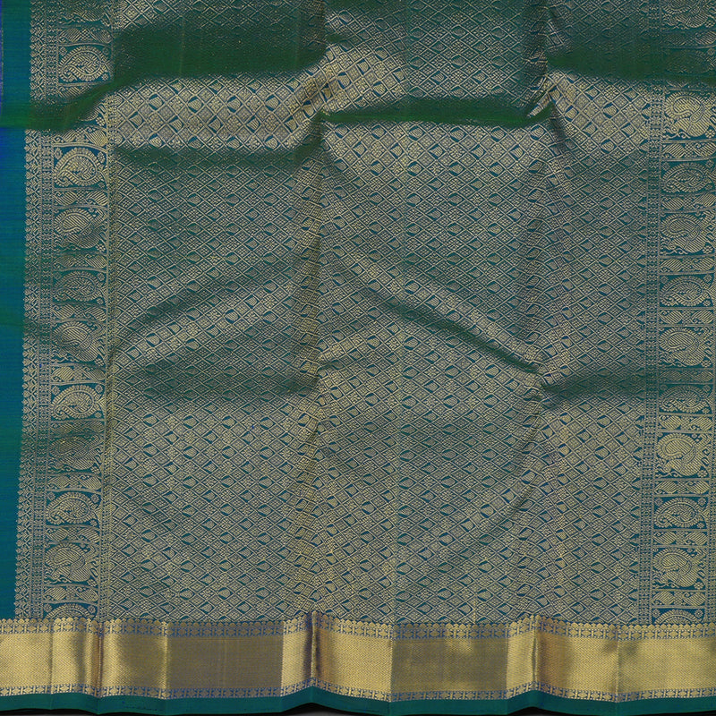 Hayagrivas Handloom Pure Kanjivaram Silk Saree in Timeless Blue KBE330E1-2