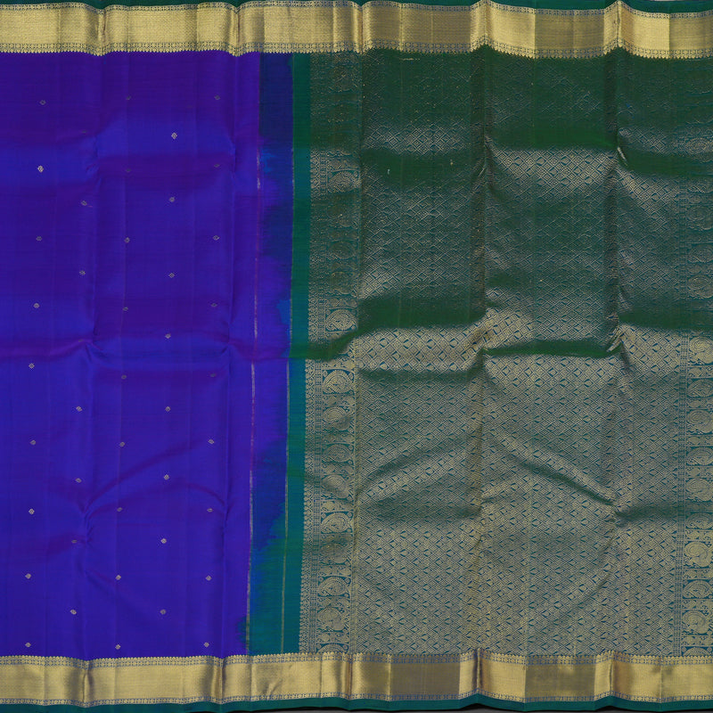 Hayagrivas Handloom Pure Kanjivaram Silk Saree in Timeless Blue KBE330E1-2